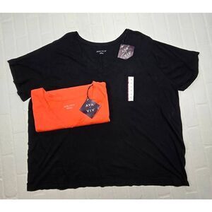 Ava & Viv V-Neck Short Sleeve Top Bundle of Two Size 4X